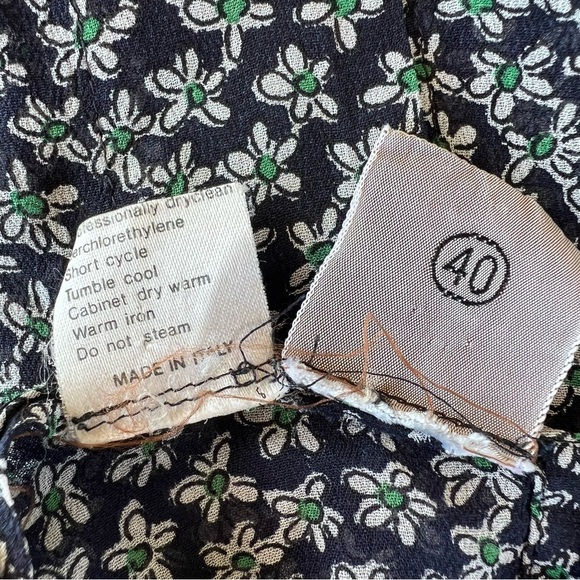 VTG Krizia 100% Silk Sheer Floral Blouse Italy Button Pockets Long Sleeve Small - Picture 10 of 10